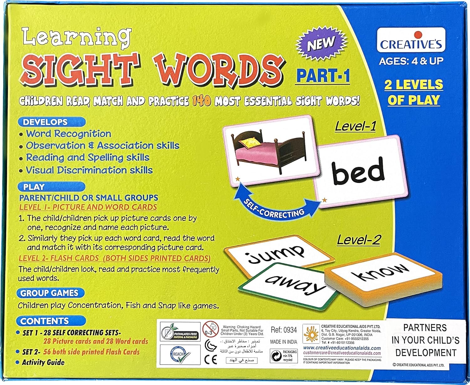 Creative Educational Aids P. Ltd. - CRE0934 Learning Sight Words Part-1 Card Game (Multicolour),for-kid - Image 2