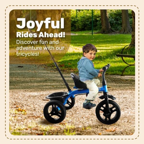 Mini Prima Tricycle for Kids | Tricycle for Kids | Cycle for Kids 1-4 Years | Baby Cycle | Bicycle for Kids with Storage Basket, Cushion Seat and Seat Belt TZ-582 (Blue) - Image 6