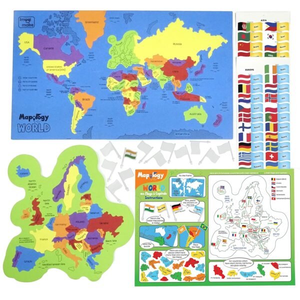 Imagimake Mapology World Flags & Capitals Jigsaw Puzzle |75 Multi-Colored Country-Shaped Pieces | Birthday Gift for Boys and Girls| World Map Puzzle | Educational Toys for Kids 5,6,7,8,9,10 - Image 5