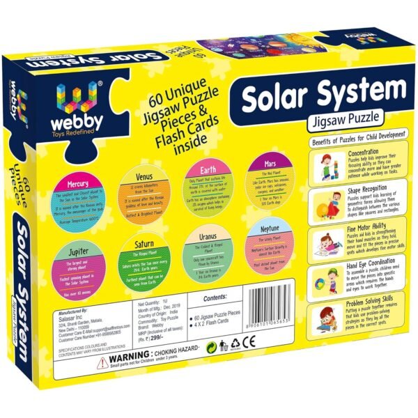 Webby Amazing Outer Space Solar System 60 Pieces Jigsaw Floor Puzzle with 4 Double Sided Flashcards (Multicolour) - Image 5