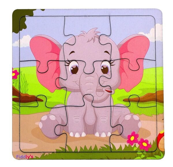 Fiddlys Wooden Paperless Jigsaw Puzzle for Children - Pack of 3-9 Pieces - Image 2