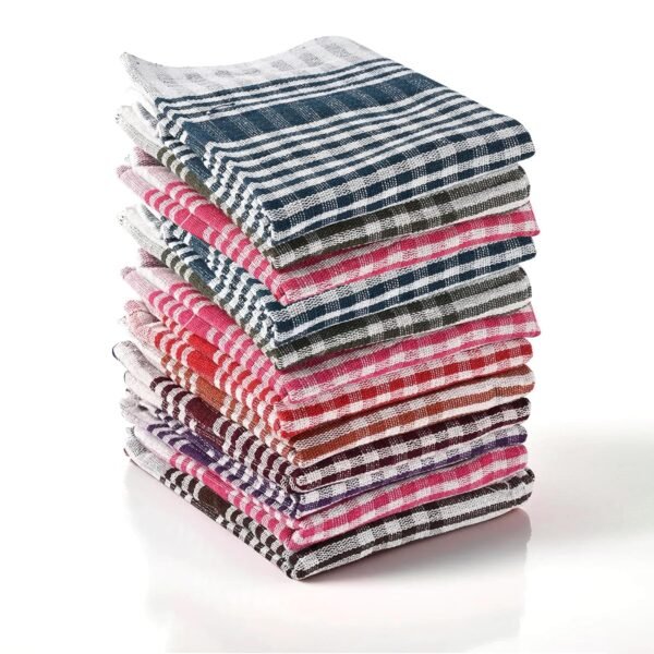 Heart Home Pack of 12 Cotton Kitchen Cloth/Napkins | Fridge, Table, Kitchen Platform Cleaning & Roti Napkins | 12x22 Inches | Multicolor