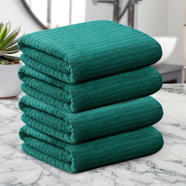 Story@Home Hand Towel Set of 4 | 400 GSM Microfiber Hand Towels | Color : Green | Soft Towel & Absorbent Gym Towel | Quick Dry Towel for Kitchen Towel | Lightweight Bamboo Towels for Kids Towel - Image 4