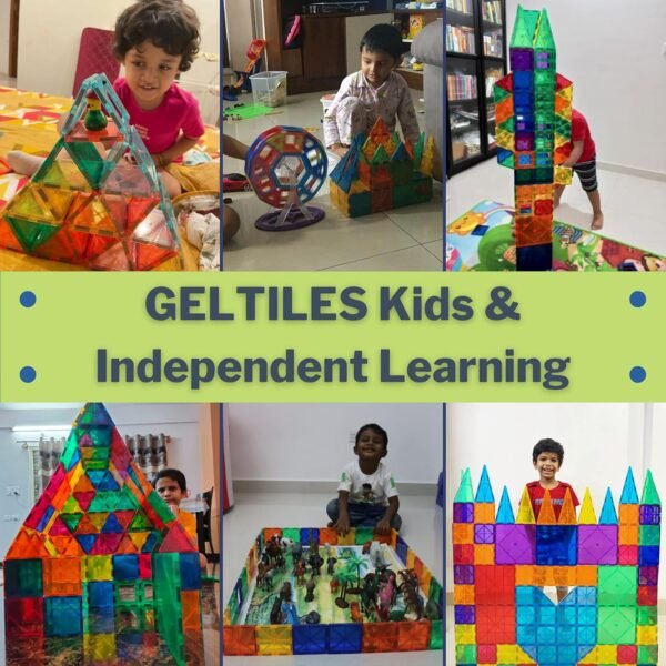 GELTILES - 50 pcs Set of Magnetic Building Tiles, Magna Constructing and Creative Learning Educational Next Generation Multicolor STEM Toy for Kids 3+ Boys and Girls with Storage Box - Image 6