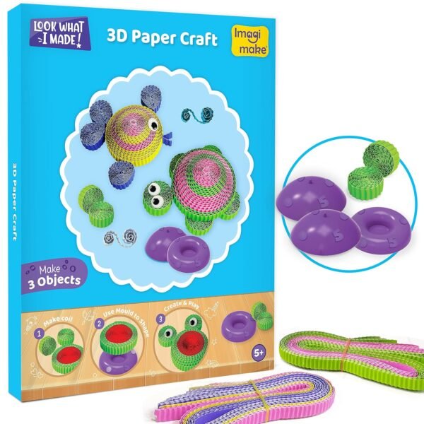 Imagimake 5-in-1 Awesome Craft Kit- Kids - Arts and Crafts for Kids Ages 6-8 || 5 Craft Techniques- 15+ Projects - Gift for 5, 6, 7, 8 Year Old Girls & Boys, Multi, Paper, Clay - Image 6