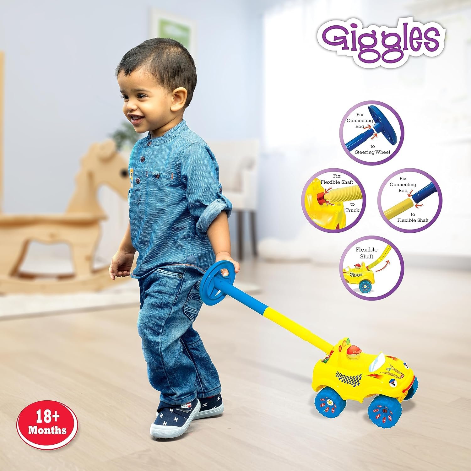 Giggles Funskool Walk N Drive Truck, Fun & Development Toy for Babies, Encourage Walking In Infants, Improve Balance & Coordination, Stimulate Senses, Multicolour, Gift Set for Kids, Ages 18+ Months - Image 5