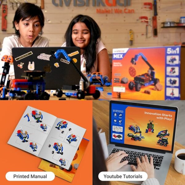 Avishkaar Mex 5-In-1 Diy Robotics Starter Kit, Robot Toys For Kids Aged 8-12, Building & Construction Set With 100+ Parts, Learning & Educational Stem Kit, Made In India, Multicolor - Image 6