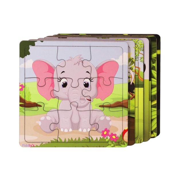 Fiddlys Wooden Paperless Jigsaw Puzzle for Children - Pack of 3-9 Pieces - Image 5