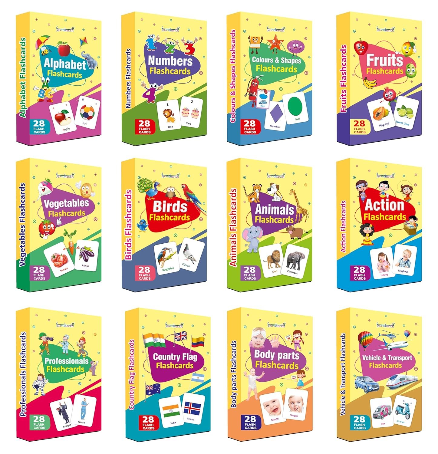 Premium 8-in-1 Brain Boosting Non-Tearable Flash Cards for Kids | 224 Laminated Cards | 1+ Years | Early Learning Montessori Education Toy for Toddlers | Waterproof | Return Gift - Image 5