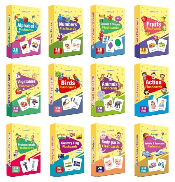 Premium Flash Cards for Kids Early Learning | Easy & Fun Way of Learning 1 Year to 6 Years Babies Smart Toys (Combo Set of 12)