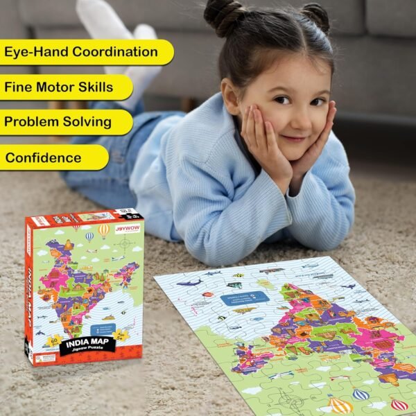 Jigsaw Puzzle Educational and Learning Toy Gift for Kids for Age 5 6 7 Years Boys and Girls | 60 Pieces | Size 15X10 Inches (Solar + India + World) - Image 4