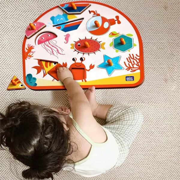 Sea Treasures Wooden Knob and Peg Puzzle for 2+ Years Kids | Montessori Wooden Toys | Shape Sorter for 2 Years Kids - Image 5