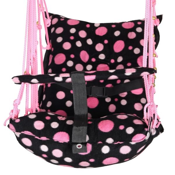 Baby Swing for Kids Cotton Swing Chair for Kids julla Baby\'s Children Folding and Washable 1-5 Years with Safety Belt/Home, Garden Jhula for Babies Cradle | (A. Pink Round) - Image 5