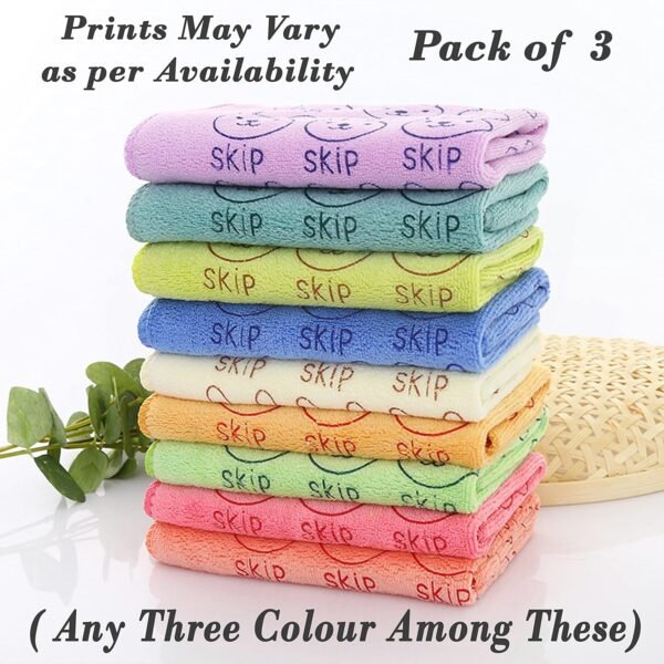 MOM CARE Microfibre Bath Towels for Kids -Extra Soft/Quick Dry/Strong Water Absorbent/Bathing Towel for Kids,Boys and Girls (Pack of 3) Multi Color L-50cm X B-100cm for 3 Years and Above - Image 6