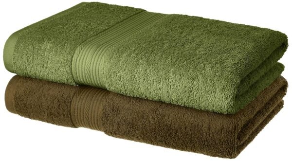 Amazon Brand - Solimo 100% Cotton 2 Piece Bath Towel Set, 500 GSM (Sepia Brown and Olive Green) - Image 6