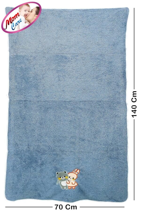MOM CARE Cotton Microfibre Bath Towels for Kids -Extra Soft/Quick Dry/Strong Water Absorbent/Bathing Towel for Kids,Boys and Girls (Pack of 1) Random Color L-70Cm X B-140Cm, 450 Tc, Multicolor - Image 3