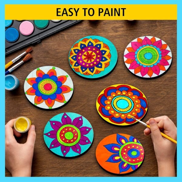 Swagstation Mandala Art Kit|Craft Materials For Mandala Art Painting Kit For Kids|Gifts For Girls Age 10-12|Gifts For Teenage Girls|Craft Kit Of Pack Of 6 Coasters With Colour Kit - Brown - Image 5